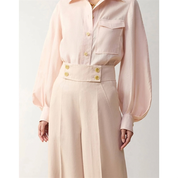 Zimmermann Clash Linen Wide Leg Bukser, Blush